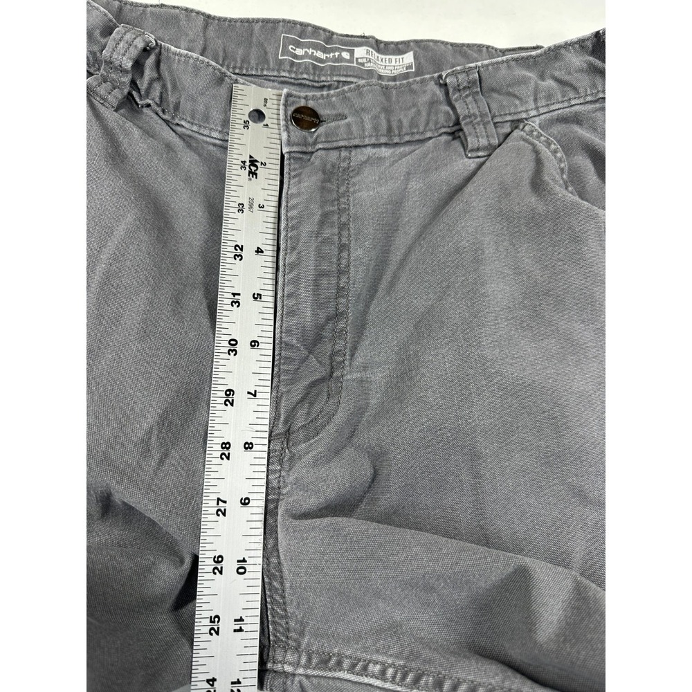 Carhartt Rugged Flex Relaxed Fit Canvas Work Pant Sz 36x34 Grey Distress BN2291M - Picture 10 of 11